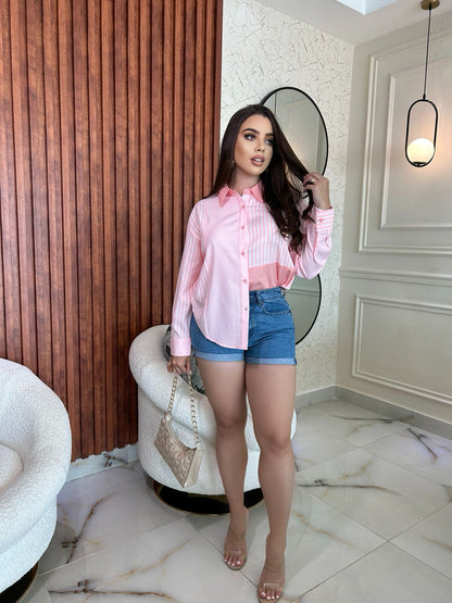 Camisa a rallas rosa